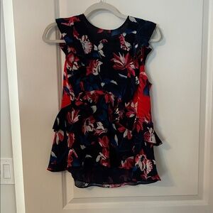 Tanya Taylor Red and Blue Floral Top